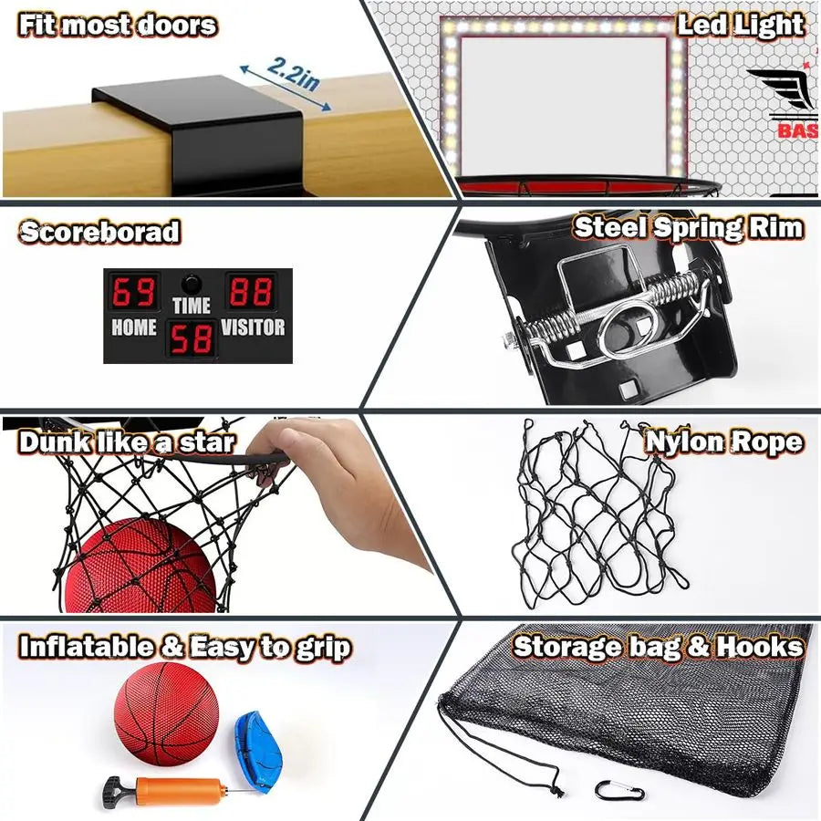 Interactive Basketball Hoop Set for Kids Indoor Outdoor Active Fun Play