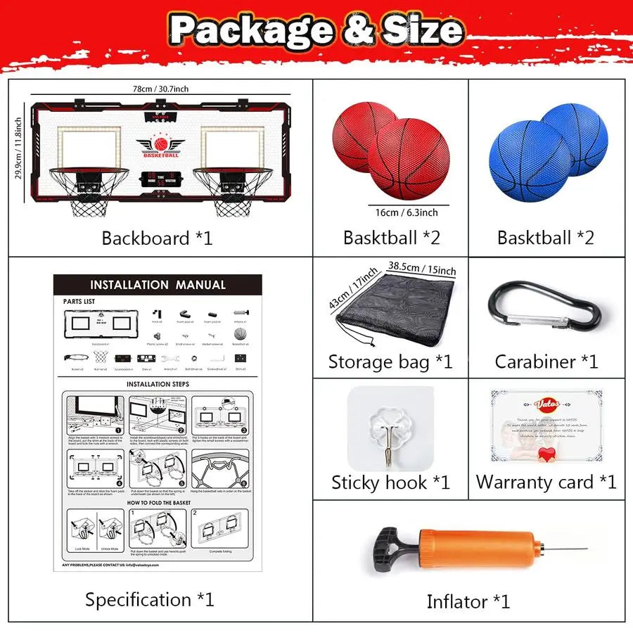 Interactive Basketball Hoop Set for Kids Indoor Outdoor Active Fun Play