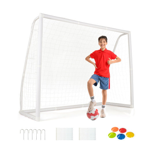 Portable Soccer Goal Set with Ground Stakes and Training Cones