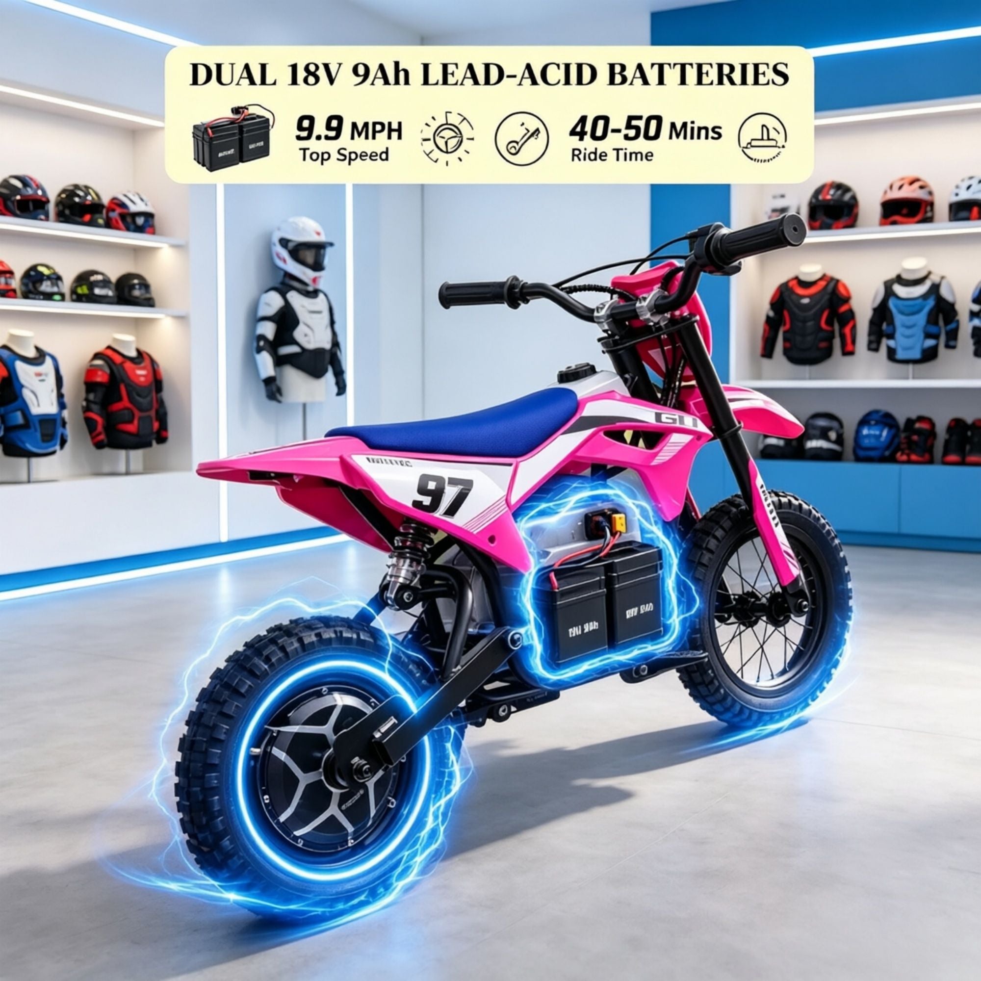 Kids Electric Dirt Bike 36V with Brushless Motor Up to 9.9 MPH Inflatable Tires Rear Suspension ,Pink